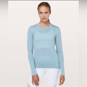 Lululemon Top Womens 8 Blue Swiftly Tech Long Sleeve Mesh Breathable